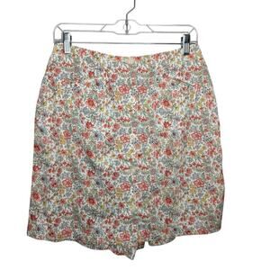 LIZ CLAIBORNE / pink white dainty floral print vintage cotton skort / 12